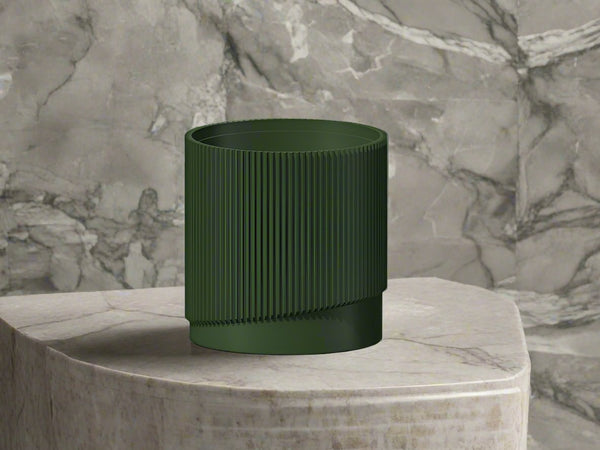 Mid-Century Ribbed Planter with Drainage and Saucer in Multiple Colors, 3D Printed Planter with Unique Modern Design, Lightweight, Wave