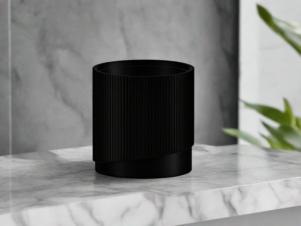 Mid-Century Ribbed Planter with Drainage and Saucer in Multiple Colors, 3D Printed Planter with Unique Modern Design, Lightweight, Wave