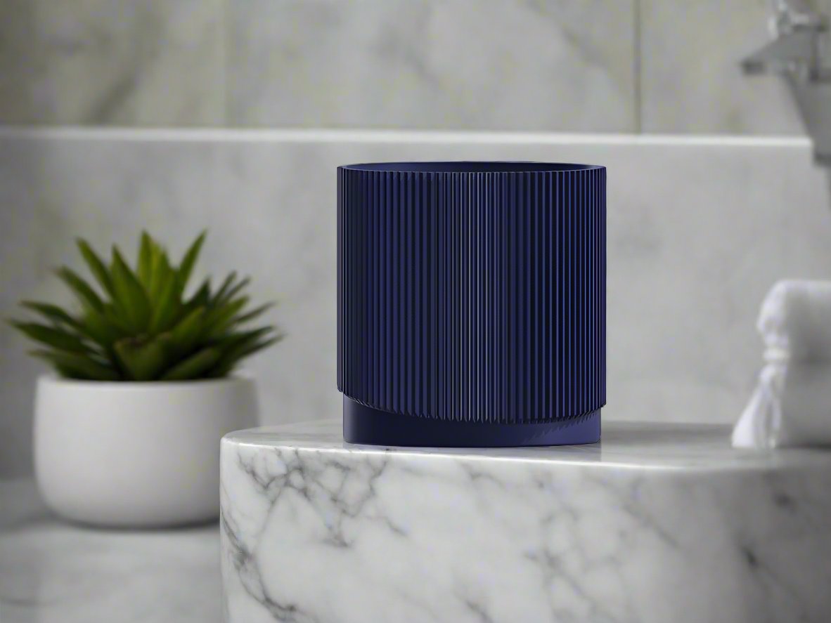 Mid-Century Ribbed Planter with Drainage and Saucer in Multiple Colors, 3D Printed Planter with Unique Modern Design, Lightweight, Wave