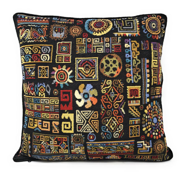 DaDa Bedding Ethnic Ornaments Geometric Black Tapestry Throw Pillow Covers 16