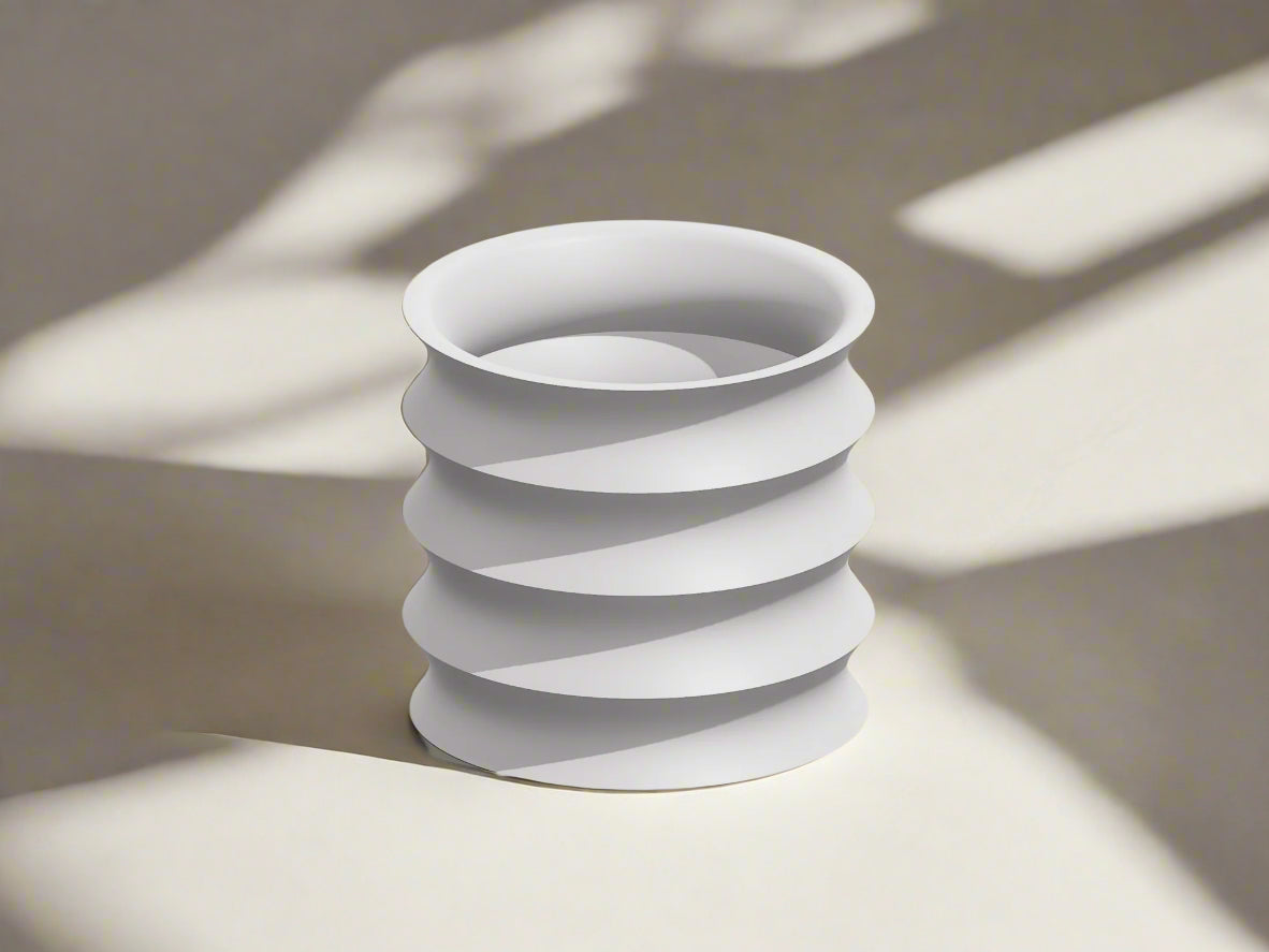 Rippled Plant Pot with Drainage – Modern Organic Indoor Planter with Saucer, 3D Printed Wavy Pot for Houseplants - BRIM