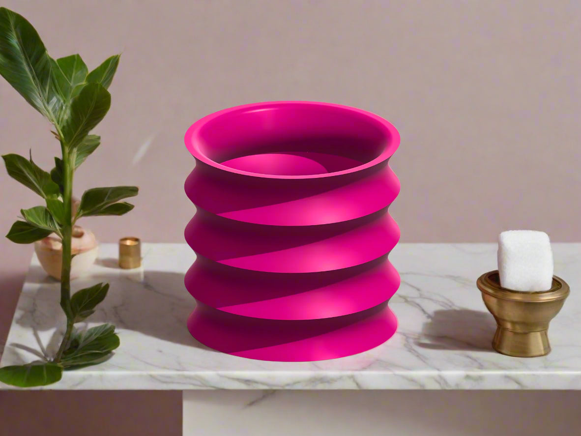 Rippled Plant Pot with Drainage – Modern Organic Indoor Planter with Saucer, 3D Printed Wavy Pot for Houseplants - BRIM