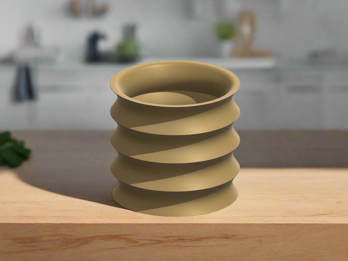 Rippled Plant Pot with Drainage – Modern Organic Indoor Planter with Saucer, 3D Printed Wavy Pot for Houseplants - BRIM