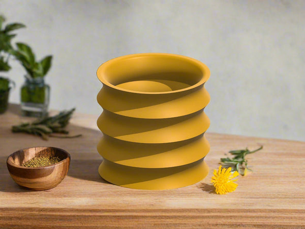 Rippled Plant Pot with Drainage – Modern Organic Indoor Planter with Saucer, 3D Printed Wavy Pot for Houseplants - BRIM