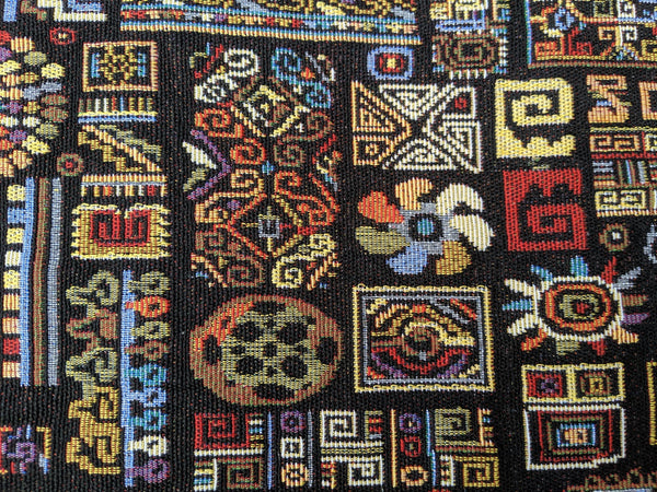 DaDa Bedding Set of 4-Pieces Ethnic Ornaments Geometric Black Tapestry Dining Placemats 13” x 19” (18118)