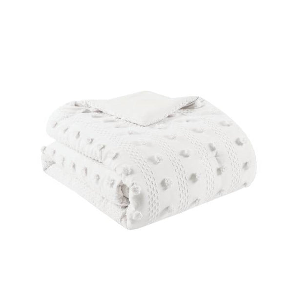 King/Cal King 3-Piece Ivory Pompom Microfiber Comforter Set