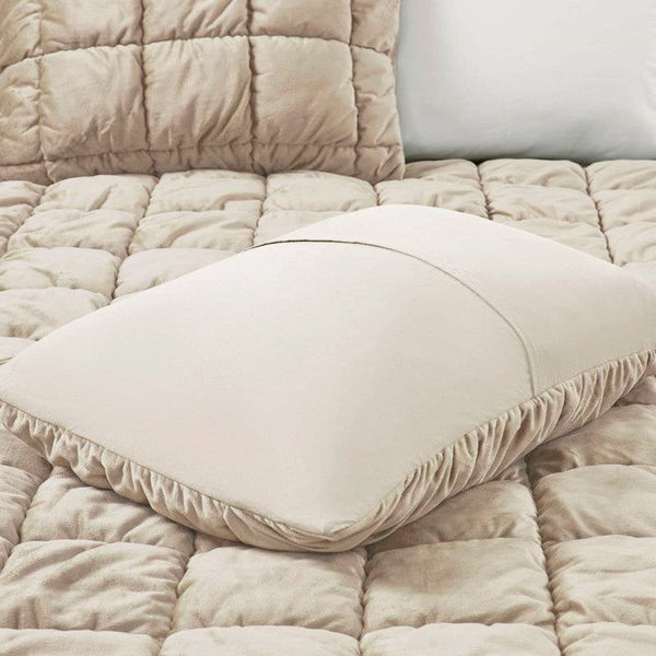 Full/Queen Beige Velvety Soft Down Alternative Comforter Set