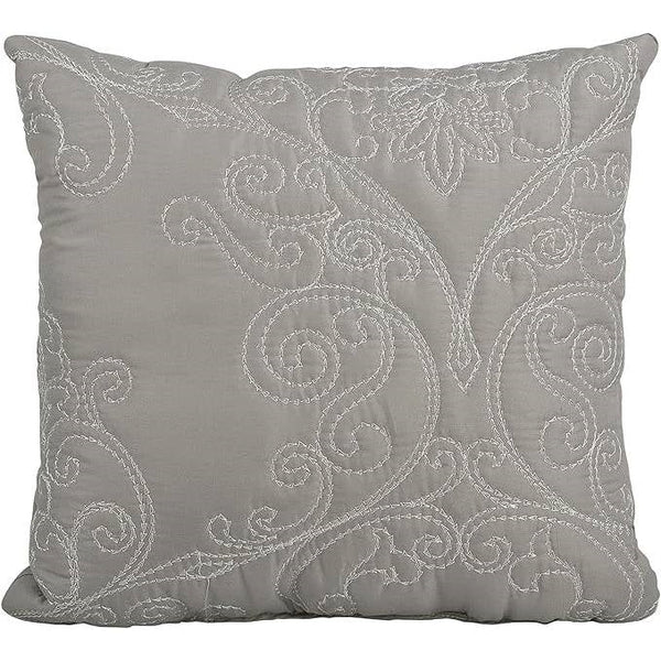 King size Ash Grey Damask Embroidered 4 Piece Oversized Bedspread Set