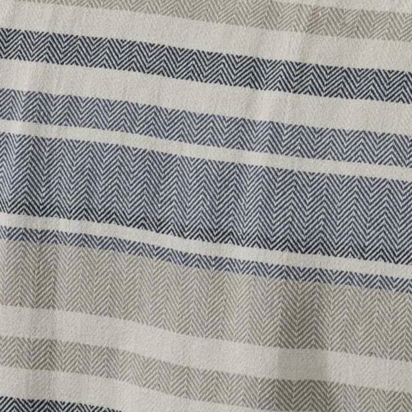 King size Navy Blue Tan Cream Chevron Stripe Lightweight Cotton Blanket