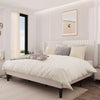 King size White Velvet Upholstered Platform Bed Frame with Wingback Headboard