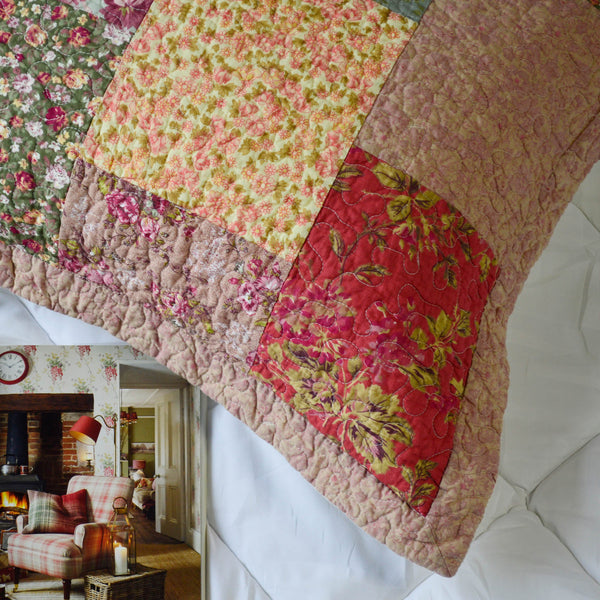 Kasentex 100% Cotton Summer Royal Garden Floral King Size Pillow Sham, Boho Style, Yellow and Pink, Room Decor, Graduation Gifts