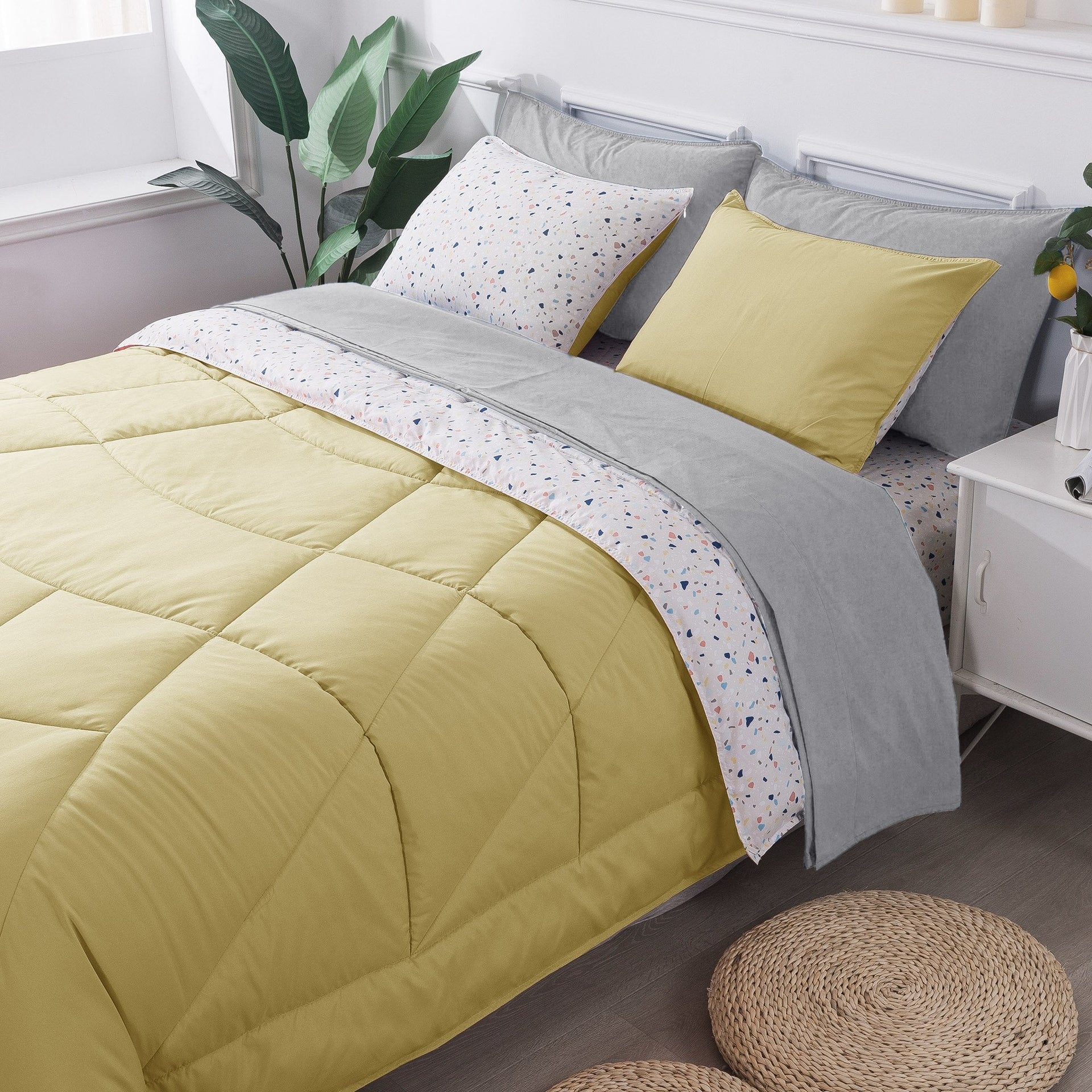 Kasentex Reversible 5 and 7 Piece Ultra Soft Cozy Bed Comforter Sets, Room Decor