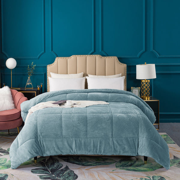 Kasentex Ultra Soft All Season Reversible Plush Sherpa Lined Comforter, Twin, Queen, King