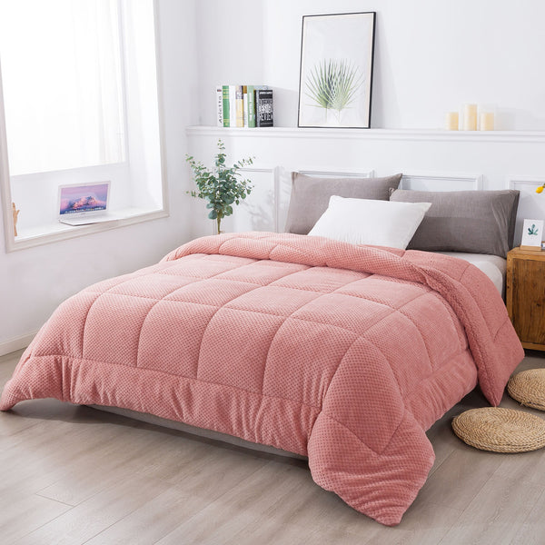 Kasentex Ultra Soft All Season Reversible Plush Sherpa Lined Comforter, Twin, Queen, King