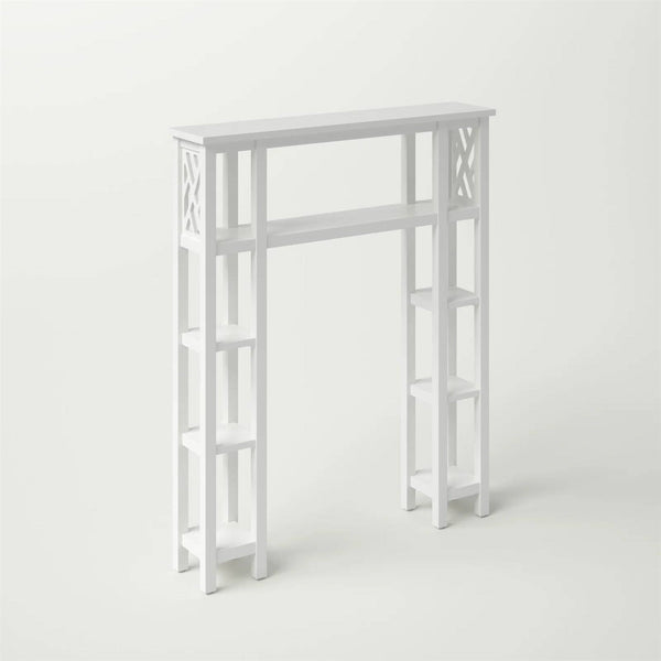 Over the Toilet Bathroom Shelving Unit with 9-Shelves in White Wood Finish