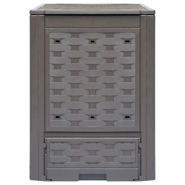 Set of 2 - Outdoor Garden 158 Gallon Compost Bin Set in Brown Plastic Rattan