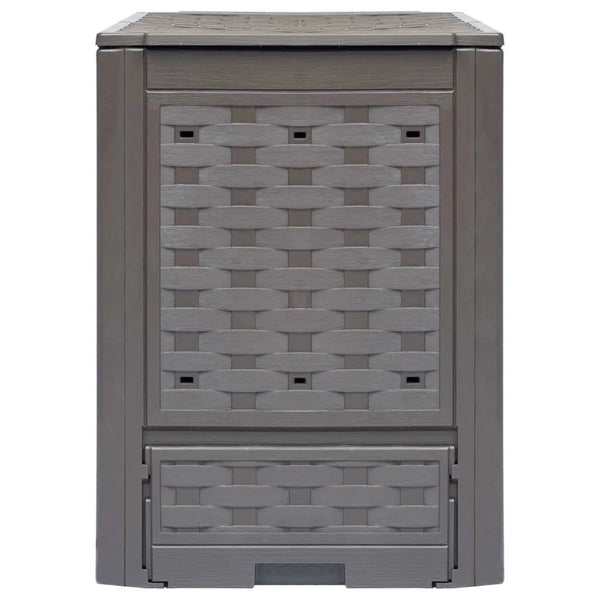 Set of 2 - Outdoor Garden 158 Gallon Compost Bin Set in Brown Plastic Rattan