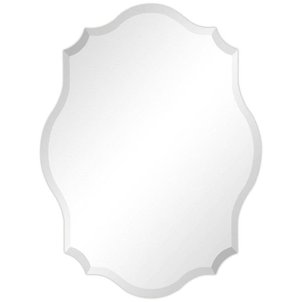 Modern Frameless 32 x 24 inch Scalloped Beveled Accent Bathroom Mirror