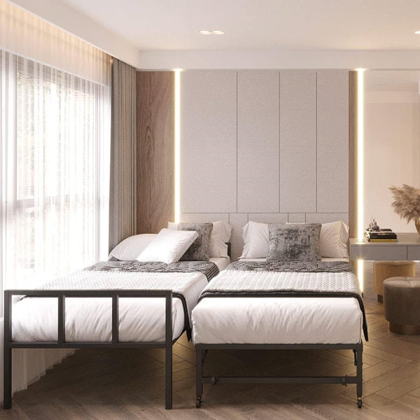 Twin Heavy Duty Black Metal Daybed Frame with Roll-Out Pop-Up Trundle Bed Frame