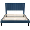 Queen size Modern Navy Blue Velvet Upholstered Platform Bed with Headboard