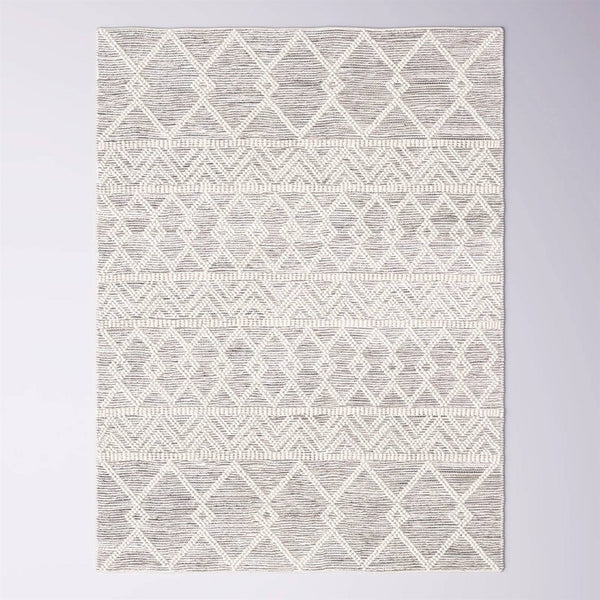 9-ft. x 12-ft. Hand Woven Wool Blend Grey Beige Ivory Persian Style Area Rug