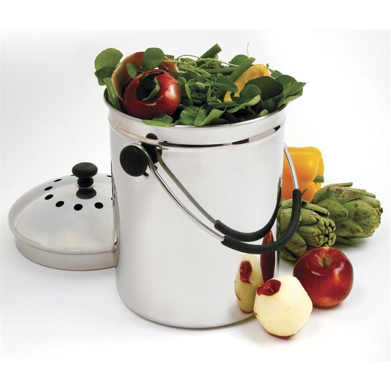 Stainless Steel Kitchen Compost Keeper Bin with Charcoal Filter