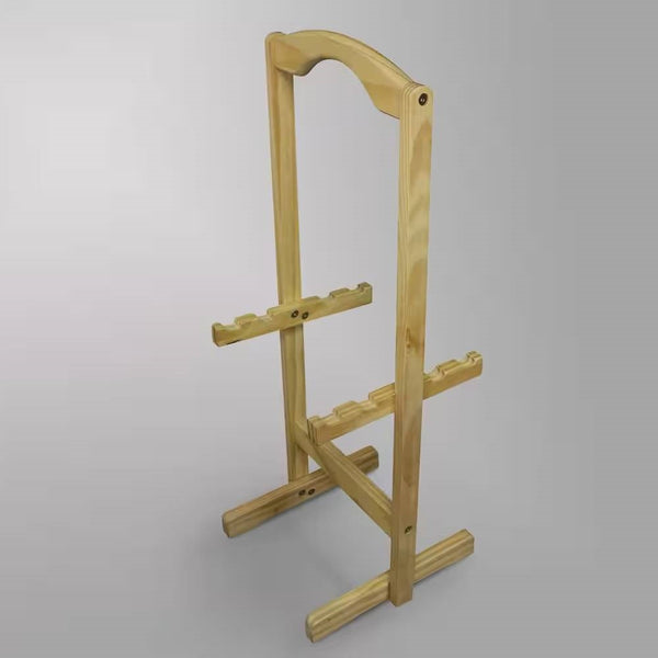 Set of 4 - Solid Wood Folding TV Tray Table Set with Stand in Natural Finish