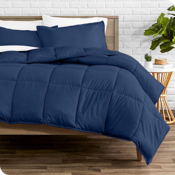 King/Cal King size Super Soft Down Alternative Comforter Set in Navy Blue
