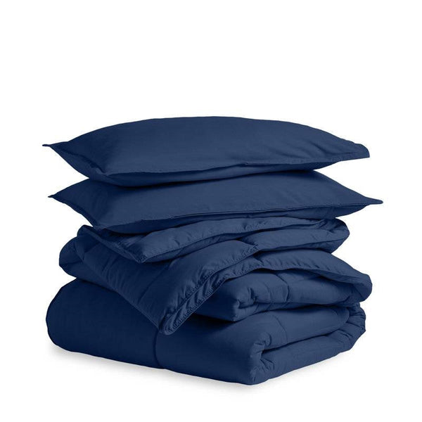 King/Cal King size Super Soft Down Alternative Comforter Set in Navy Blue
