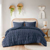 King/Cal King 3 Piece Navy Pompom Microfiber Hypoallergenic Comforter Set