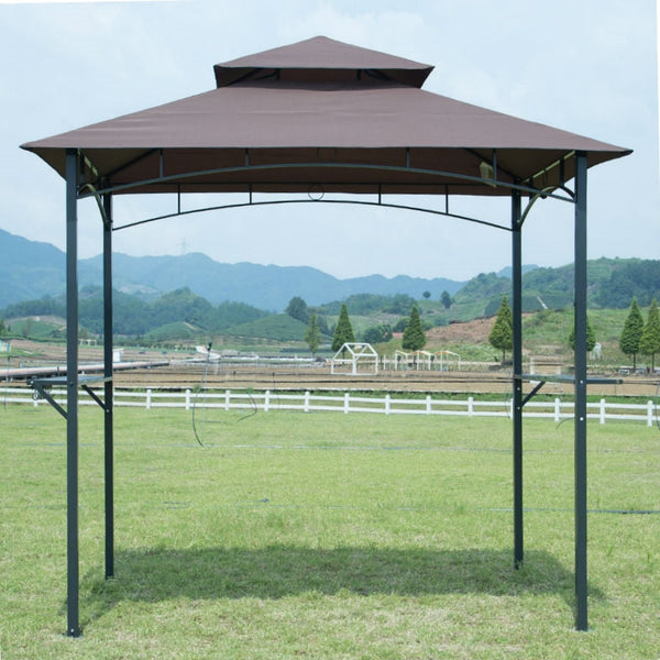 8-Ft x 5-Ft Steel Frame Outdoor Grill Gazebo with Vent Top Canopy