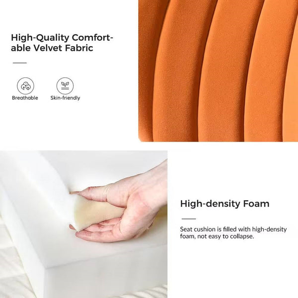 Orange Velvet Upholstered Wingback Accent Side Chair with Gold Metal Legs