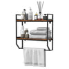 Wall Mounted Over Toilet 2-Shelf Bathroom Shelving Unit with Towel Bar