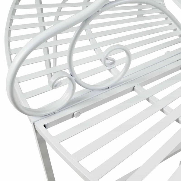 Half-Circle White Metal Outdoor Patio Garden Tree Bench