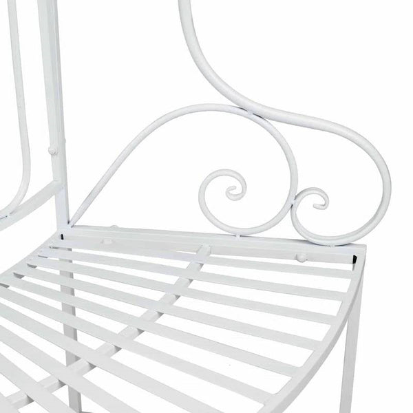 Half-Circle White Metal Outdoor Patio Garden Tree Bench