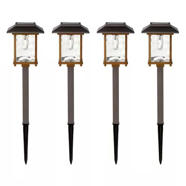 4 Pack - Bronze Gold Solar LED Light Set - Outdoor Path Yard Lighting