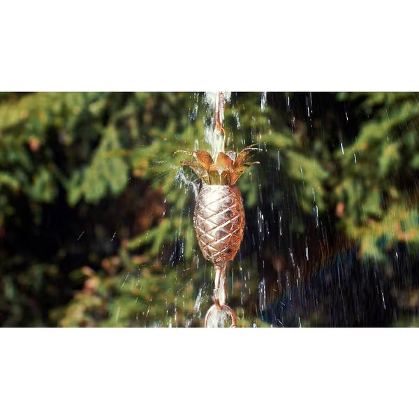 8.5 Ft. Copper Pineapple Rain Chain Gutter Downspout - Basin Not Included