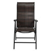Outdoor Folding Steel Frame Rattan Patio Chair with Armrest in Brown