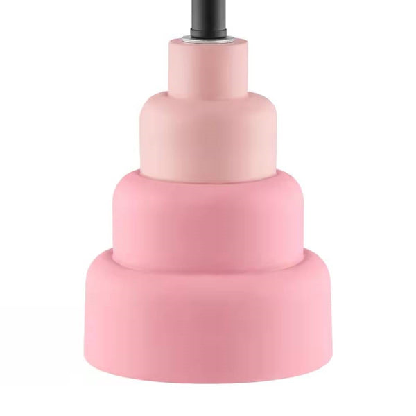 Small Pink Desk Light Table Lamp with White Fabric Shade for Bedside Nightstand