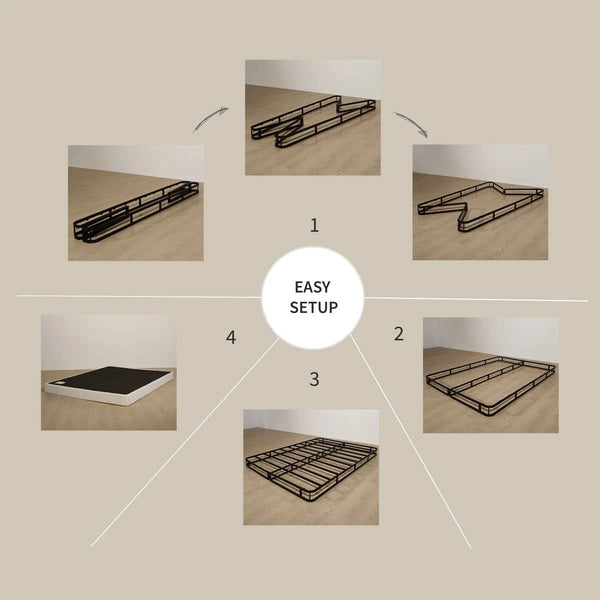 Queen size 8-inch Metal Frame Box-Spring Mattress Foundation with Cover