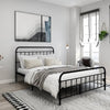 Queen Classic Farmhouse Black Metal Bed Frame with Rounded Headboard Footboard