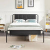 Queen size Black Wood Metal Platform Bed Frame with Rounded Headboard Footboard