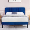 Queen size Blue Upholstered Platform Bed Frame with Headboard