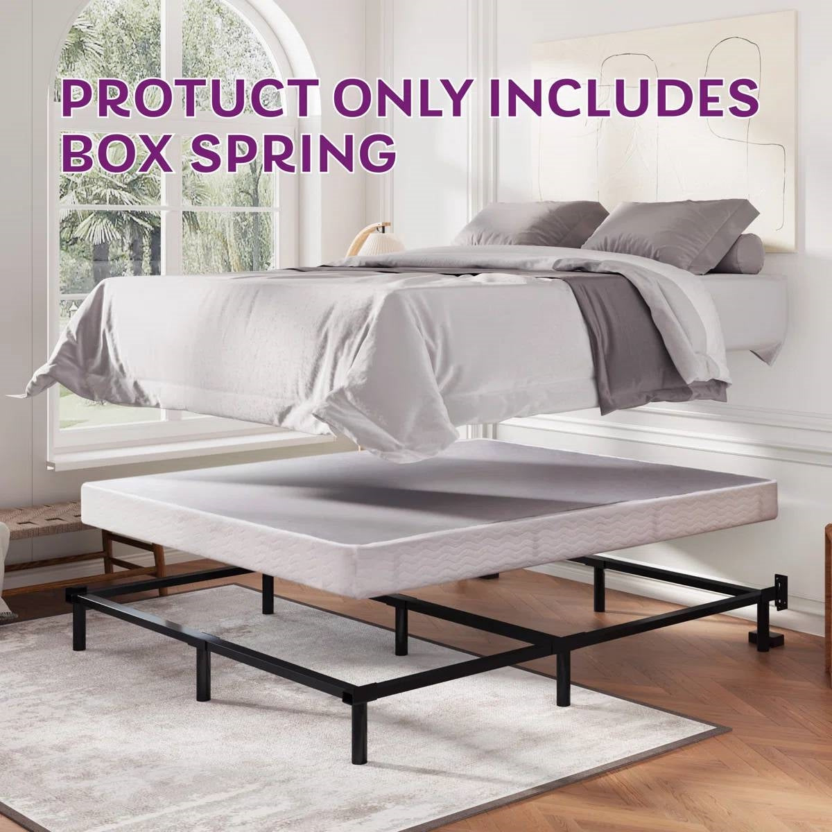 Queen size 5-inch Low Profile Metal Box Spring Mattress Foundation with Cover