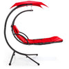 Red Single Person Sturdy Modern Chaise Lounger Hammock Chair Porch Swing