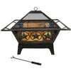 Square Outdoor Steel Wood Burning Fire Pit with Star Design