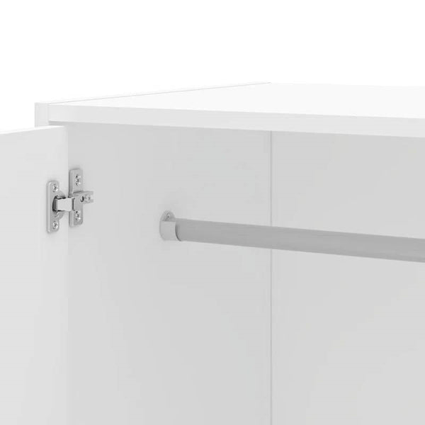 Modern White 2-Door Wardrobe Armoire Cabinet with Clothes Hanging Rod