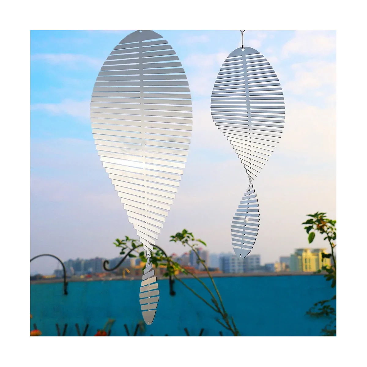 Kinetic Blank Sublimation Wind Spinner 3D Spiral Windchime Chime Sculpture Hanging Outdoor Indoor Garden Decor 18X45cm