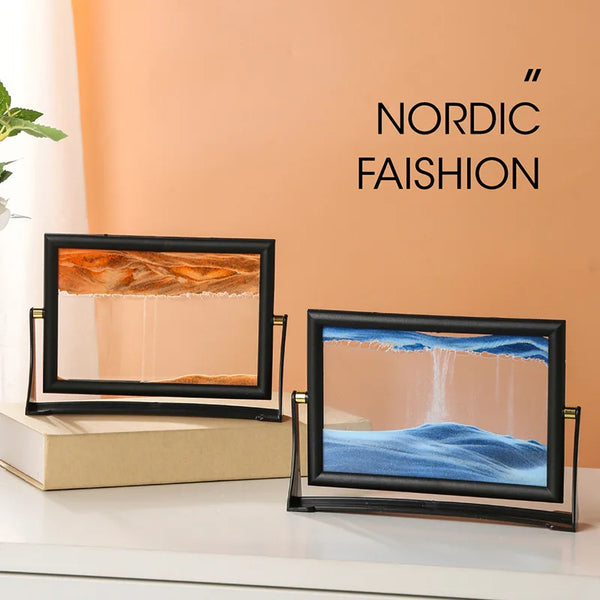 Rotatable Moving Sand Art Picture Square Glass Hourglass 3D Sandscape in Motion Quicksand Hourglass Creativity Home Decor Gifts