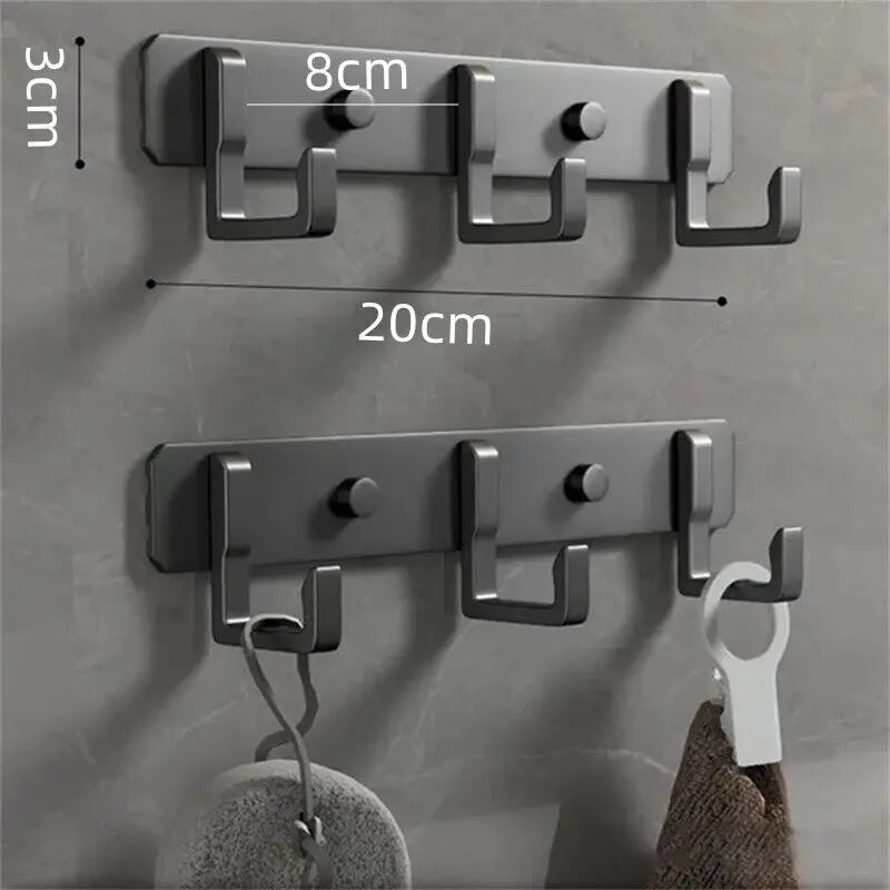 1pc 3 To 7 Hooks Metal Hooks Holder Aluminum Key Coat Clothes Door Holder Rack Hook Wall Mounted Hanger